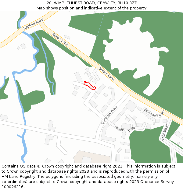 20, WIMBLEHURST ROAD, CRAWLEY, RH10 3ZP: Location map and indicative extent of plot