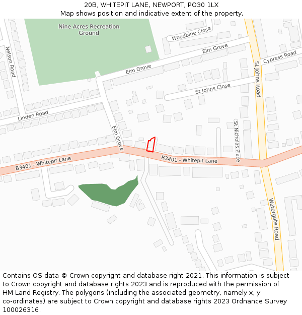 20B, WHITEPIT LANE, NEWPORT, PO30 1LX: Location map and indicative extent of plot