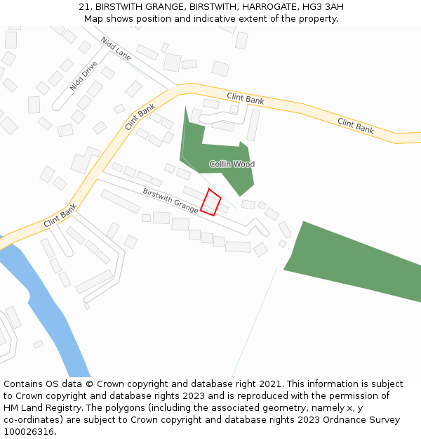 21, BIRSTWITH GRANGE, BIRSTWITH, HARROGATE, HG3 3AH: Location map and indicative extent of plot