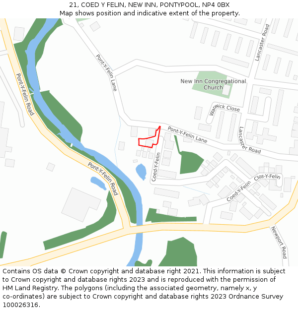 21, COED Y FELIN, NEW INN, PONTYPOOL, NP4 0BX: Location map and indicative extent of plot