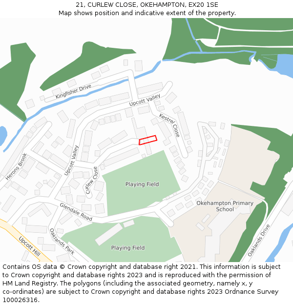 21, CURLEW CLOSE, OKEHAMPTON, EX20 1SE: Location map and indicative extent of plot