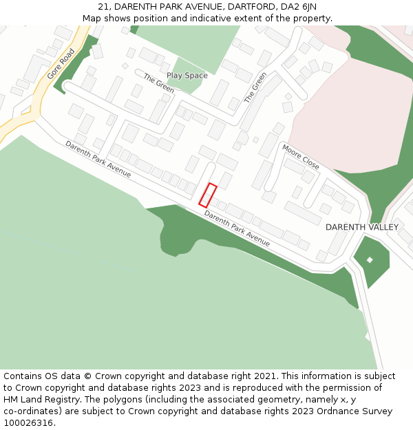 21, DARENTH PARK AVENUE, DARTFORD, DA2 6JN: Location map and indicative extent of plot