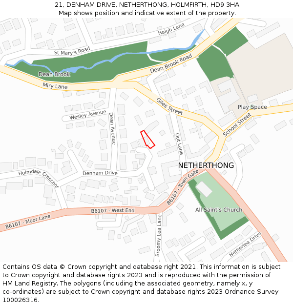 21, DENHAM DRIVE, NETHERTHONG, HOLMFIRTH, HD9 3HA: Location map and indicative extent of plot