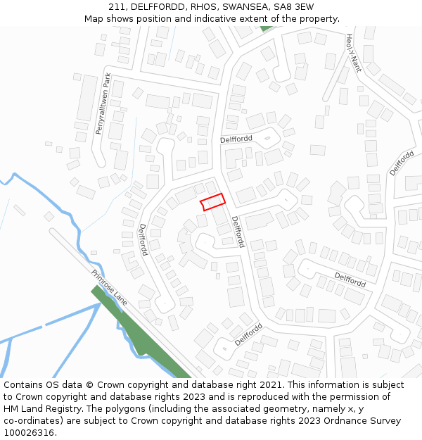 211, DELFFORDD, RHOS, SWANSEA, SA8 3EW: Location map and indicative extent of plot