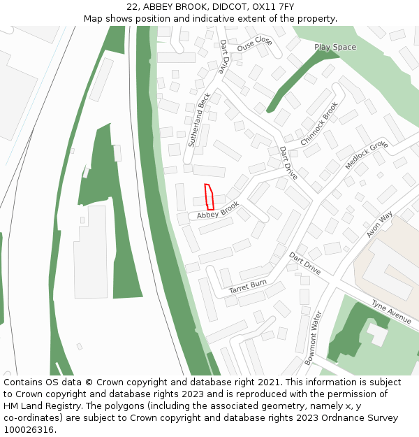 22, ABBEY BROOK, DIDCOT, OX11 7FY: Location map and indicative extent of plot