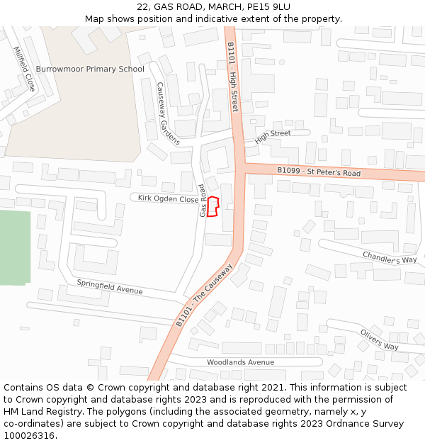 22, GAS ROAD, MARCH, PE15 9LU: Location map and indicative extent of plot