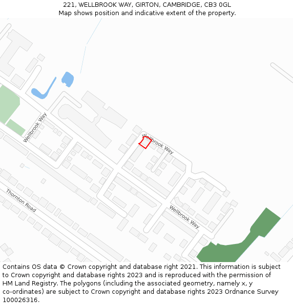 221, WELLBROOK WAY, GIRTON, CAMBRIDGE, CB3 0GL: Location map and indicative extent of plot