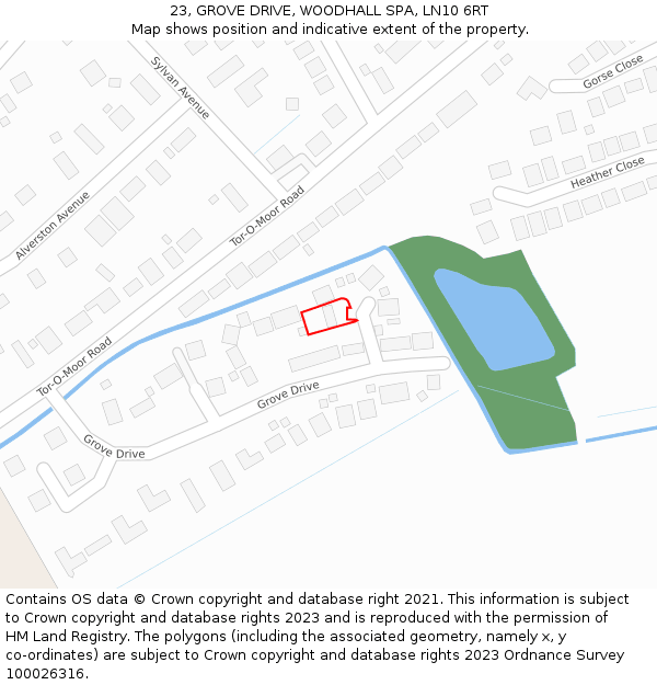 23, GROVE DRIVE, WOODHALL SPA, LN10 6RT: Location map and indicative extent of plot