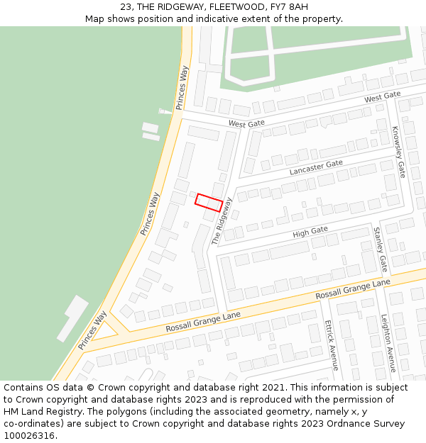 23, THE RIDGEWAY, FLEETWOOD, FY7 8AH: Location map and indicative extent of plot