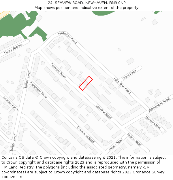 24, SEAVIEW ROAD, NEWHAVEN, BN9 0NP: Location map and indicative extent of plot