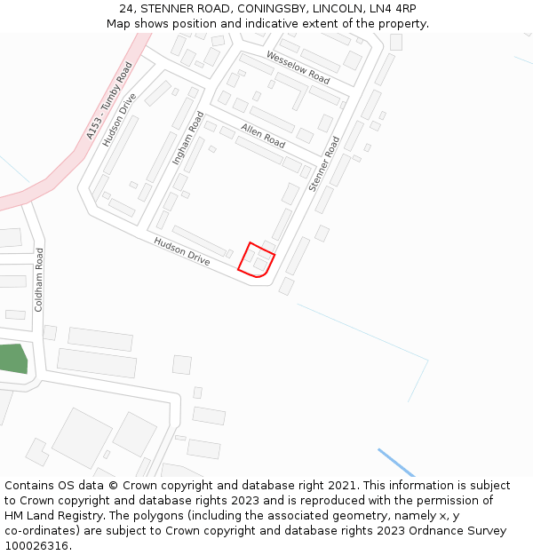 24, STENNER ROAD, CONINGSBY, LINCOLN, LN4 4RP: Location map and indicative extent of plot