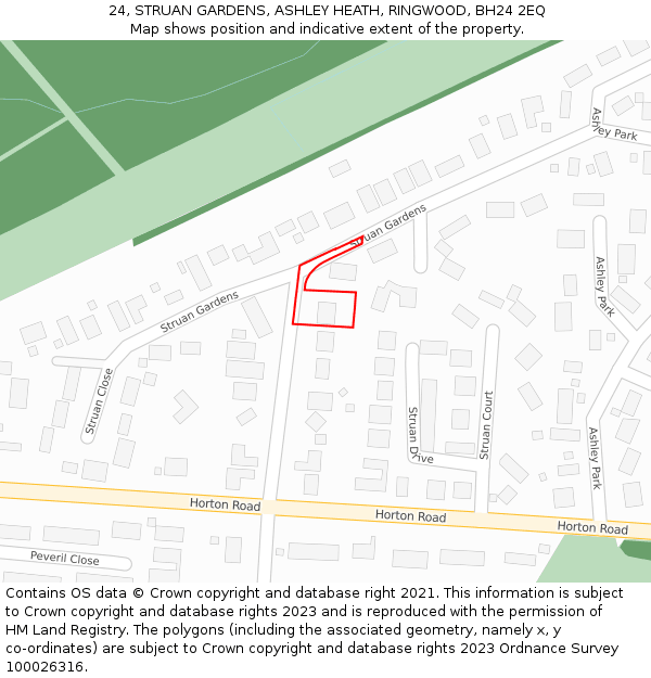 24, STRUAN GARDENS, ASHLEY HEATH, RINGWOOD, BH24 2EQ: Location map and indicative extent of plot