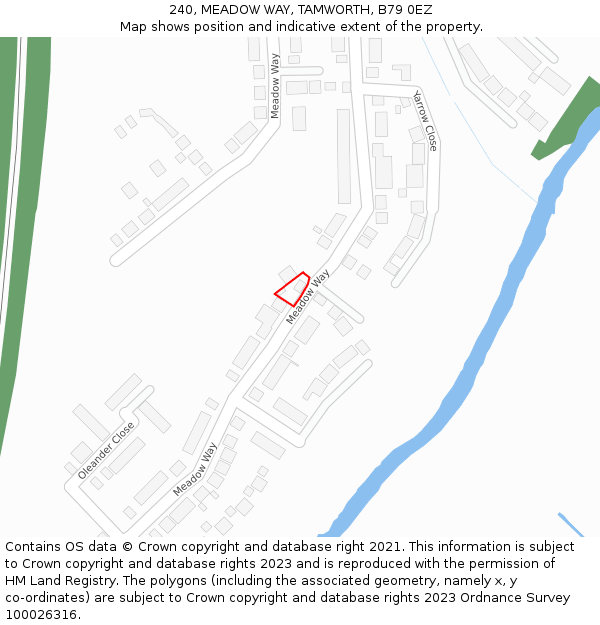 240, MEADOW WAY, TAMWORTH, B79 0EZ: Location map and indicative extent of plot