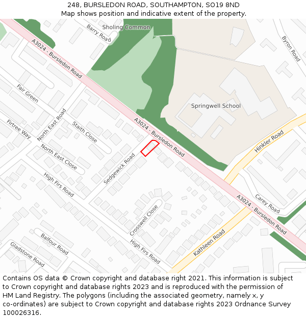 248, BURSLEDON ROAD, SOUTHAMPTON, SO19 8ND: Location map and indicative extent of plot