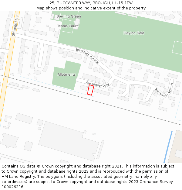 25, BUCCANEER WAY, BROUGH, HU15 1EW: Location map and indicative extent of plot