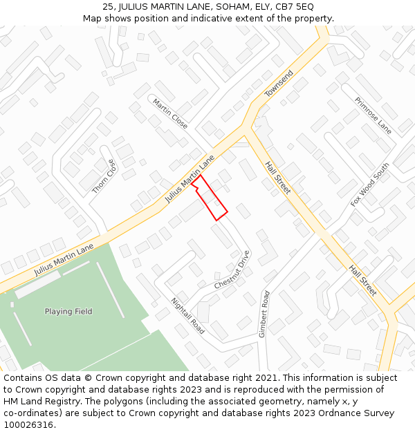 25, JULIUS MARTIN LANE, SOHAM, ELY, CB7 5EQ: Location map and indicative extent of plot