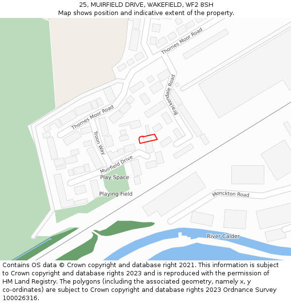 25, MUIRFIELD DRIVE, WAKEFIELD, WF2 8SH: Location map and indicative extent of plot