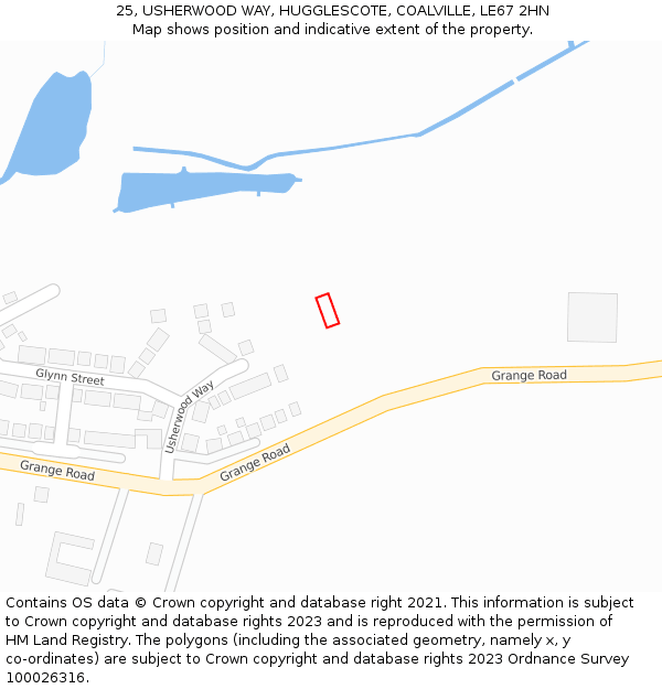 25, USHERWOOD WAY, HUGGLESCOTE, COALVILLE, LE67 2HN: Location map and indicative extent of plot