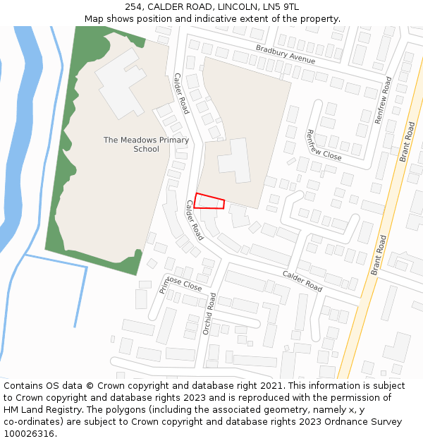 254, CALDER ROAD, LINCOLN, LN5 9TL: Location map and indicative extent of plot