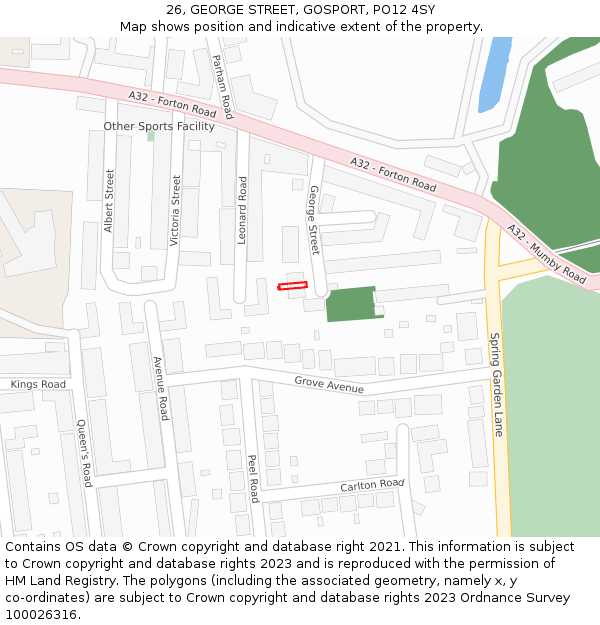 26, GEORGE STREET, GOSPORT, PO12 4SY: Location map and indicative extent of plot