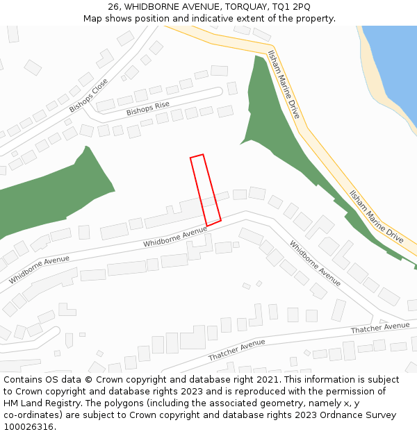 26, WHIDBORNE AVENUE, TORQUAY, TQ1 2PQ: Location map and indicative extent of plot