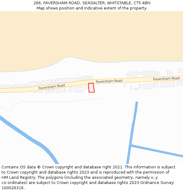 266, FAVERSHAM ROAD, SEASALTER, WHITSTABLE, CT5 4BN: Location map and indicative extent of plot