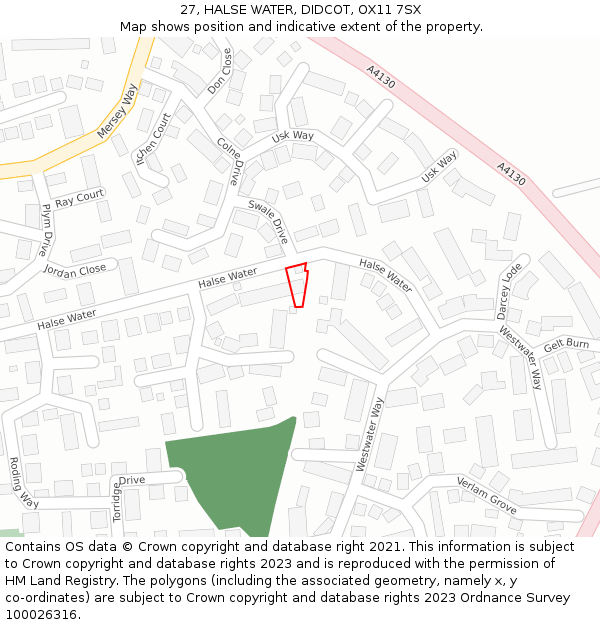 27, HALSE WATER, DIDCOT, OX11 7SX: Location map and indicative extent of plot