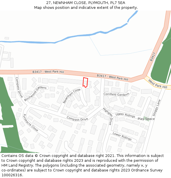 27, NEWNHAM CLOSE, PLYMOUTH, PL7 5EA: Location map and indicative extent of plot