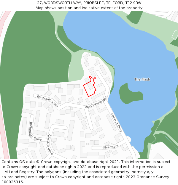 27, WORDSWORTH WAY, PRIORSLEE, TELFORD, TF2 9RW: Location map and indicative extent of plot