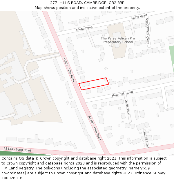 277, HILLS ROAD, CAMBRIDGE, CB2 8RP: Location map and indicative extent of plot