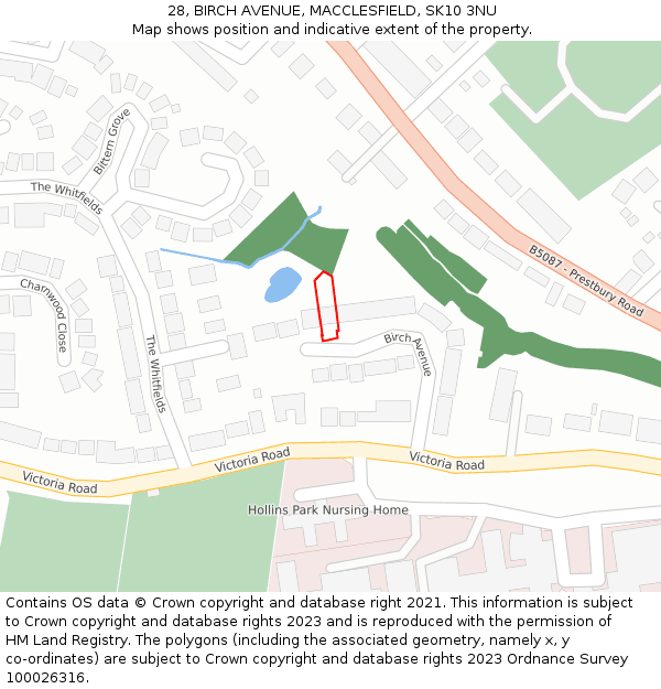 28, BIRCH AVENUE, MACCLESFIELD, SK10 3NU: Location map and indicative extent of plot