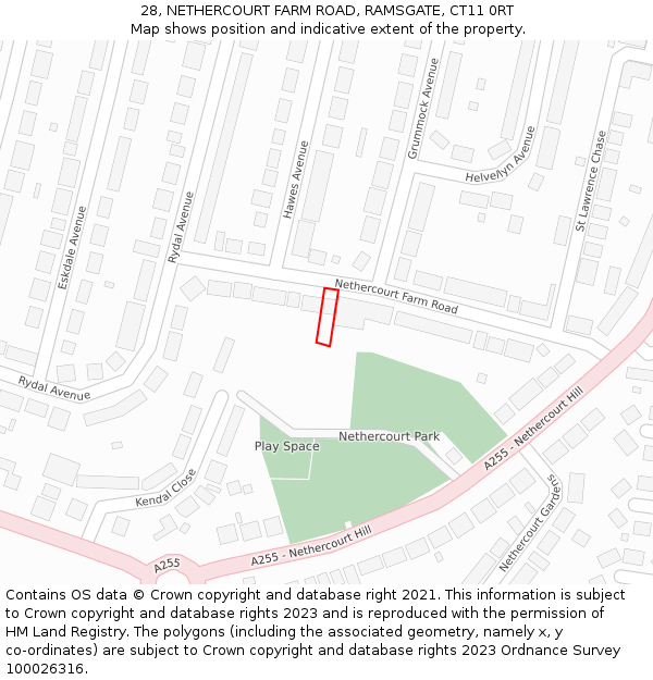 28, NETHERCOURT FARM ROAD, RAMSGATE, CT11 0RT: Location map and indicative extent of plot