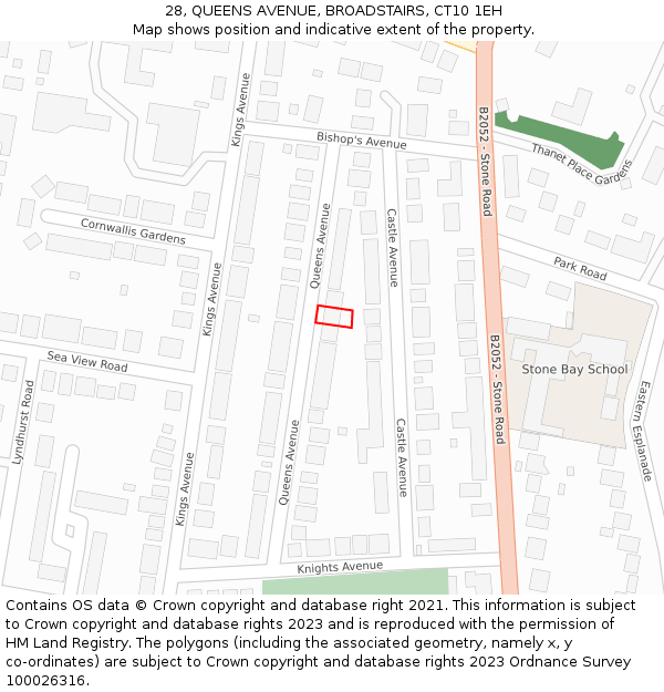 28, QUEENS AVENUE, BROADSTAIRS, CT10 1EH: Location map and indicative extent of plot