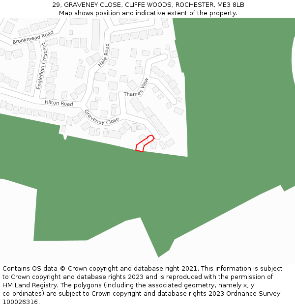 29, GRAVENEY CLOSE, CLIFFE WOODS, ROCHESTER, ME3 8LB: Location map and indicative extent of plot