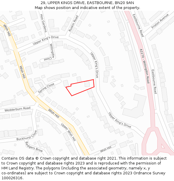 29, UPPER KINGS DRIVE, EASTBOURNE, BN20 9AN: Location map and indicative extent of plot