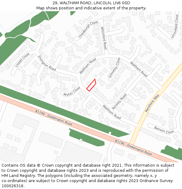 29, WALTHAM ROAD, LINCOLN, LN6 0SD: Location map and indicative extent of plot