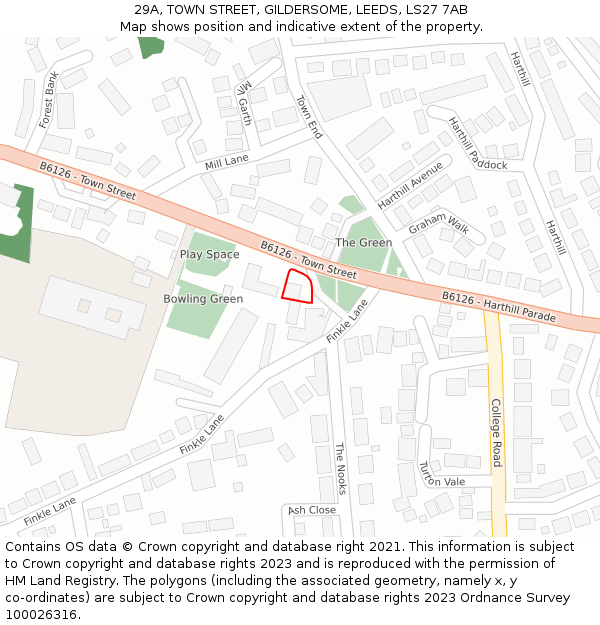 29A, TOWN STREET, GILDERSOME, LEEDS, LS27 7AB: Location map and indicative extent of plot