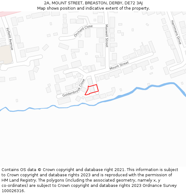 2A, MOUNT STREET, BREASTON, DERBY, DE72 3AJ: Location map and indicative extent of plot