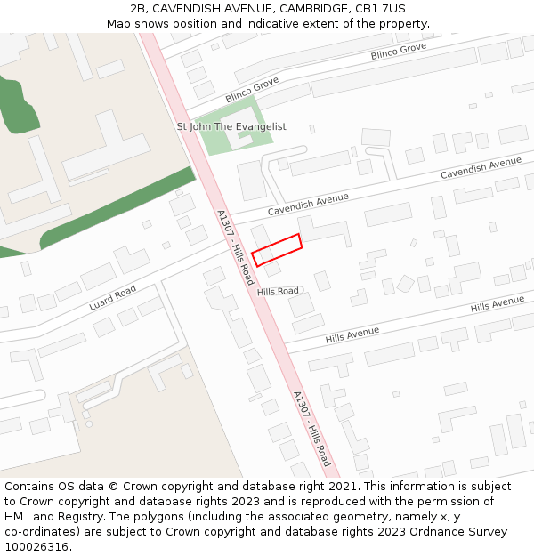 2B, CAVENDISH AVENUE, CAMBRIDGE, CB1 7US: Location map and indicative extent of plot