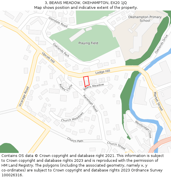 3, BEANS MEADOW, OKEHAMPTON, EX20 1JQ: Location map and indicative extent of plot