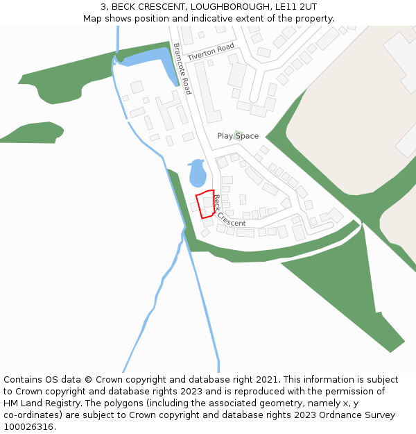 3, BECK CRESCENT, LOUGHBOROUGH, LE11 2UT: Location map and indicative extent of plot