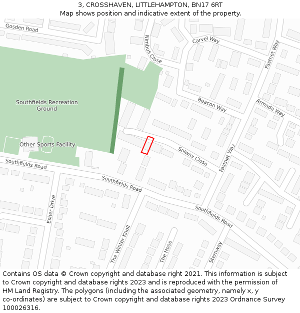 3, CROSSHAVEN, LITTLEHAMPTON, BN17 6RT: Location map and indicative extent of plot