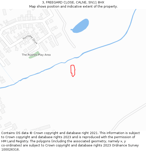 3, FREEGARD CLOSE, CALNE, SN11 8HX: Location map and indicative extent of plot