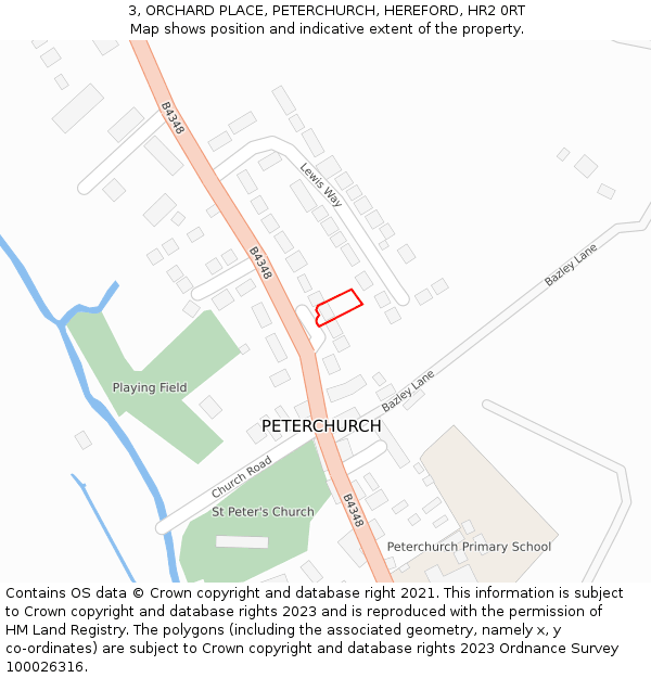 3, ORCHARD PLACE, PETERCHURCH, HEREFORD, HR2 0RT: Location map and indicative extent of plot