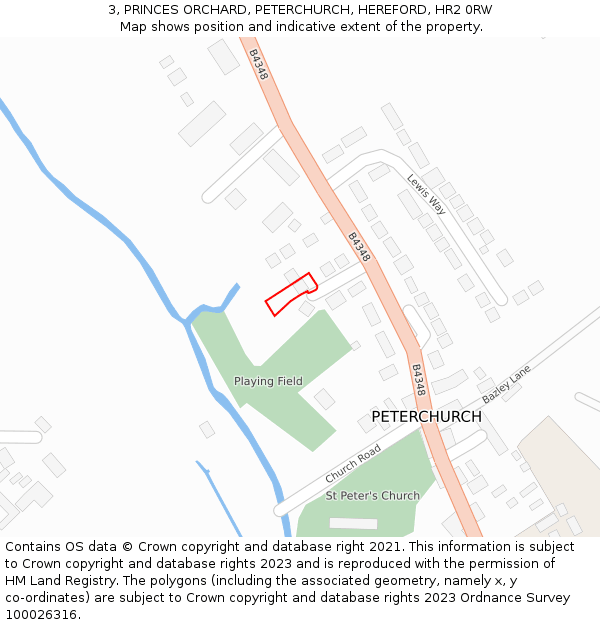 3, PRINCES ORCHARD, PETERCHURCH, HEREFORD, HR2 0RW: Location map and indicative extent of plot