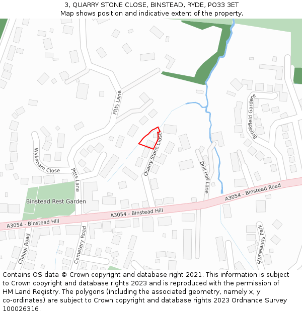 3, QUARRY STONE CLOSE, BINSTEAD, RYDE, PO33 3ET: Location map and indicative extent of plot