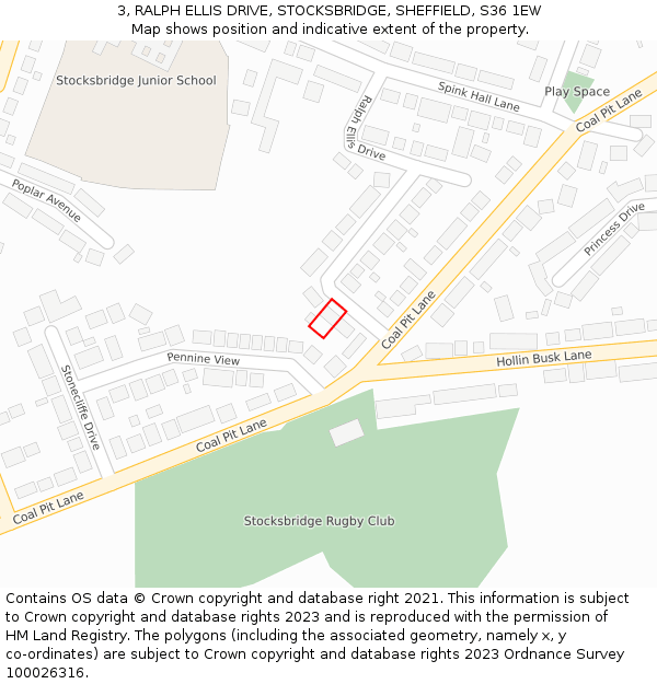 3, RALPH ELLIS DRIVE, STOCKSBRIDGE, SHEFFIELD, S36 1EW: Location map and indicative extent of plot