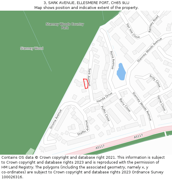 3, SARK AVENUE, ELLESMERE PORT, CH65 9LU: Location map and indicative extent of plot