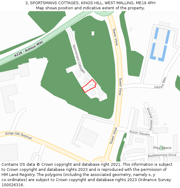 3, SPORTSMANS COTTAGES, KINGS HILL, WEST MALLING, ME19 4PH: Location map and indicative extent of plot