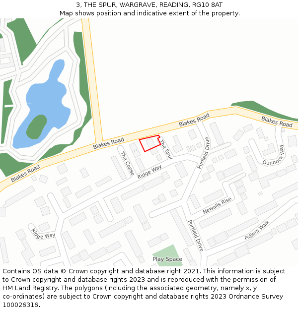 3, THE SPUR, WARGRAVE, READING, RG10 8AT: Location map and indicative extent of plot